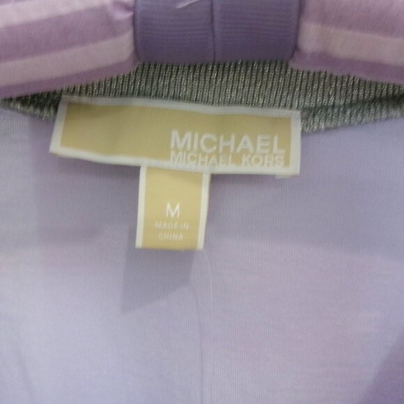 New Michael Kors Light Lilac Purple w/ Silver Shimmery Trim Bell Sleeve Top M - Picture 6 of 9